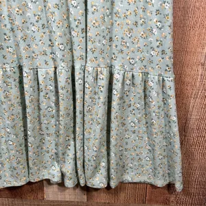 Honeyme Sage Green Ditsy Floral Knit Tiered Babydoll Mini Dress Small Flutter thumbnail 4