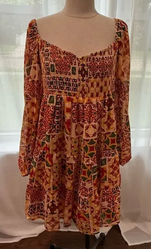 Dress Forum Smocked Mini Dress Size‎ Large NWT thumbnail 1