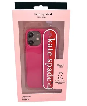 New Kate Spade New York iPhone 12 Mini Pink Flexible case Logo hand strap thumbnail 1