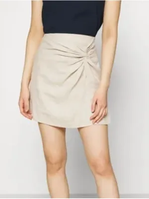 Abercrombie & Fitch Knotted Linen Mini Skirt Beige L Minimalist Coastal Neutral thumbnail 4