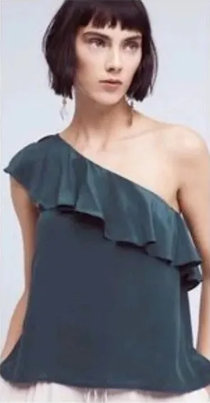 ANTHRO | MAEVE One‎ Shoulder Ruffle Blouse thumbnail 1