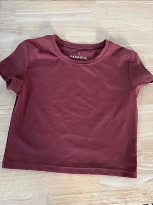 PARAGON Maroon Short-Sleeve Crewneck Crop Top EUC thumbnail 4