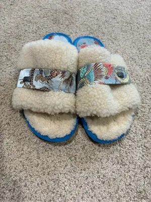 Australia Luxe Collective Blue Satin Sheepskin Slippers Women’s Size 8 thumbnail 6