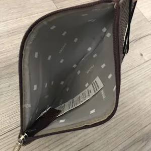 NWT Prune Textured Purple/Brown Zipper Bag Clutch Wristlet thumbnail 7