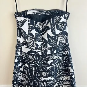 White House Black Market Floral Strapless Tiered Rose Print Mini‎ Dress Size 4 thumbnail 13