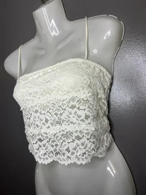 Out From Under Tank Top Womens Medium White Lace Floral Crop Cami Summer thumbnail 3