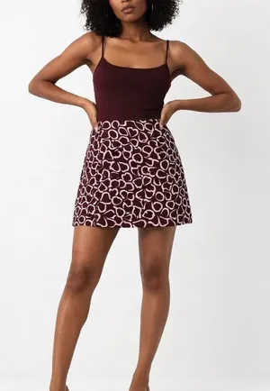 Urban Outfitters‎ Love Print Mini Skirt Red Women's Size S Casual Party Romantic thumbnail 1