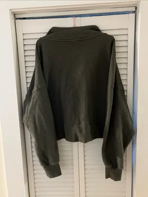 Sweaty Betty Nestle Up Green Quarter Zip Knit Sweatshirt Size XXL thumbnail 7