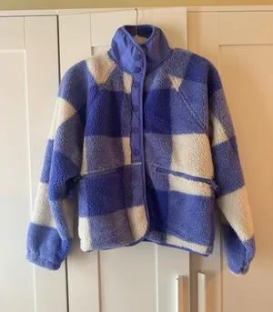 FP Movement by Free People Blue & White Check Teddy Jacket thumbnail 1