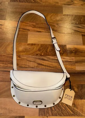 FRYE AND CO Blake‎ Belt Bag Whitecap Leather Studded Crossbody Shoulder Bag NEW thumbnail 1