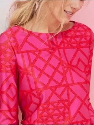 Vineyard Vines Sankaty Bamboo Sun Protection Hot Pink Long Sleeve Medium 50 UPF thumbnail 2