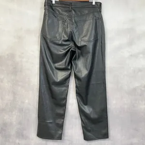 Old Navy OG Loose Faux Leather Pants Women 14 High Rise Straight Edgy Indie Moto thumbnail 2
