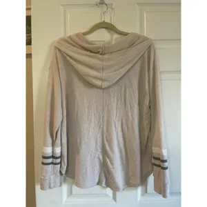 Market & Spruce Kallon Brushed Knit Hoodie Sweatshirt Beige Drop Shoulder Sz L thumbnail 2