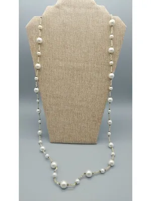 RUSH by Denis & Charles 44” Faux Pearl Crystal Bead Flapper Length Necklace thumbnail 4