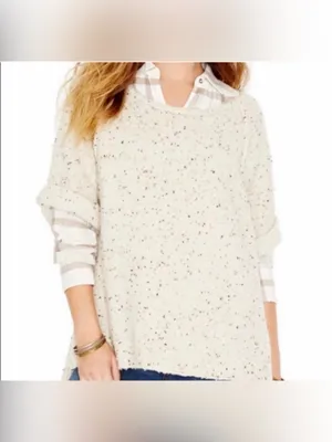 Free People Marsala Tweed Nun Wool Oversized Short Sleeved Sweater size Medium thumbnail 3