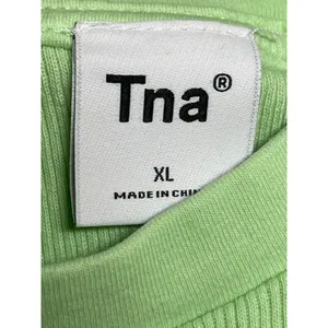 Aritzia TNA Women's Green Ribbed Knit Sculpt Short Sleeve T Shirt Crop Top Sz XL thumbnail 3