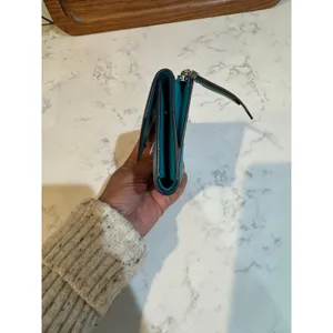 Michael Kors leather small envelope wallet snap closure turquoise 2017 preppy thumbnail 2