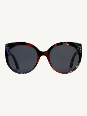 Gucci GG0327S Rainbow Glitter Sunglasses Black Cat Eye New Full Set Box thumbnail 2