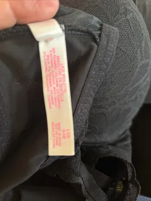 Pink Victoria’s Secret Black Lacey Bralette Sz L-DD Underwire Padded Logo Bar thumbnail 6