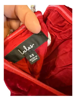 Lulu's Burgundy Velvet Strapless Mini with Crystal Chain Straps thumbnail 3