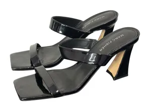 Marc Fisher Black Patent Square Toe Heeled‎ Slide Sandals Womens 8 M Zasha thumbnail 1