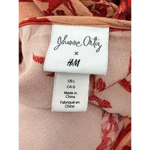 Johanna Ortiz x H&M Floral Wrap Maxi Dress Orange Red Poppy L Long Sleeve Ruffle thumbnail 8