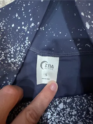 Zyia Active Metallic Splatter Biker Shorts Navy Silver Size S NWOT thumbnail 4