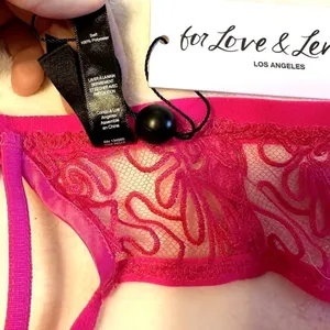 NWT For Love & Lemons Fuchsia Pink Lace Garter Belt - Small thumbnail 5