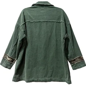 POL Oversized Green Camo Patchwork Corduroy Button Down Shacket / Jacket Small thumbnail 2