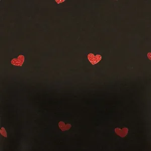Beach Riot Black Cropped Sweatshirt with Red Glitter Hearts, Size Large thumbnail 2