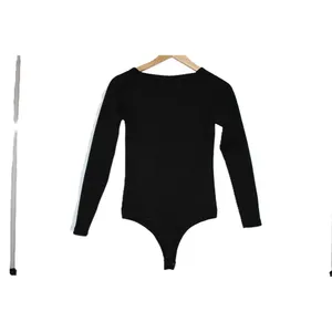 Women Abercrombie & Fitch Black Square Neck Long Sleeve Bodysuit Top Size Medium thumbnail 2