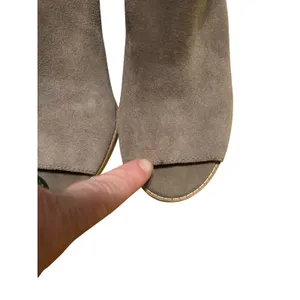 Lucky Brand Womens Taupe Suede Peep Toe Wedge Booties Open Toe Ankle Boots‎ 10M thumbnail 8