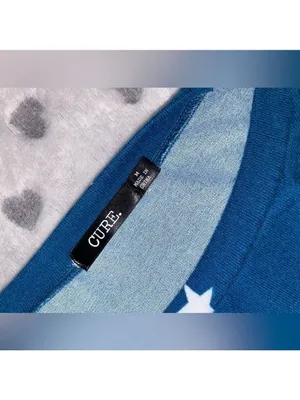Cure Blue & White Star Print Tie-Front Top – Size Medium thumbnail 5