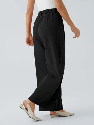 Halara High Waisted Pocket Wide Leg Flowy Solid Palazzo Casual Linen-Feel Pants thumbnail 2