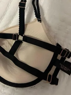New Very Sexy Victoria's Secret Beige Lace Push-Up Bra with Black Straps 34D thumbnail 7