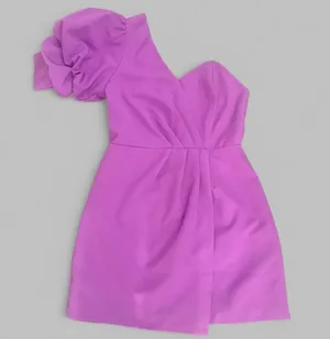 Purple DO+BE one shoulder mini dress with statement puff sleeve thumbnail 1