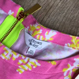 Crown & Ivy Pink‎ Coral Print Dress Lime NEW NWT Size XS Knit Preppy thumbnail 6