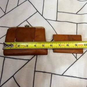 Cobbler Wallet and‎ Key Case Set OS Brown Vintage Full Grain Leather Kiss-Lock thumbnail 6