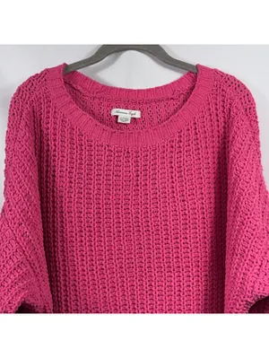 American Eagle Outfitters Women’s XS Hot Pink Chunky Knit Sweater Oversized thumbnail 2