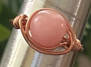 Handmade 💍 Handcrafted pink quartzite copper wire wrapped crystal ring size 7 thumbnail 1