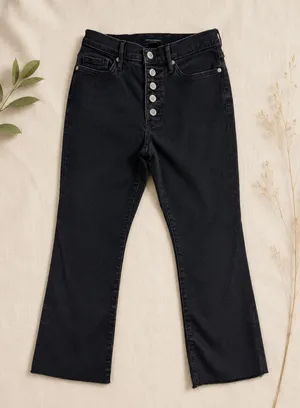 Banana Republic Luxe‎ Sculpt Jeans Women’s 27P Black Crop Flare Button Fly thumbnail 1