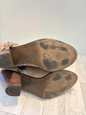 Sam Edelman Women's Louie Ankle Fringe Booties Tan Suede 7M Cowgirl thumbnail 10