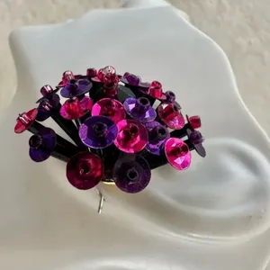 Statement Sputnik Burst Earrings – Pink & Purple Sequins thumbnail 3
