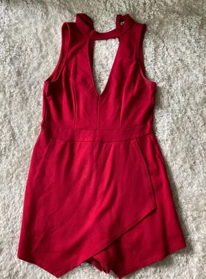 Red Romper Low Cut In Front thumbnail 1