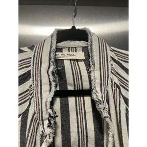 We The Free Women'S Button Front Flowy Shirt Jacket Stripe Medium M thumbnail 4