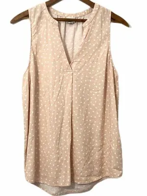 Peachy & White Polka Dot Sleeveless Blouse thumbnail 1