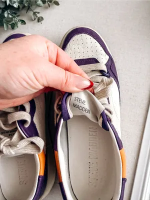 Steve Madden Everlie Purple & White Leather Sneakers | Women’s Size 6 thumbnail 5