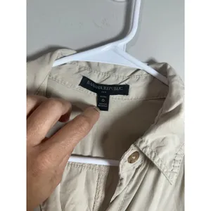 Banana Republic Women Beige‎ Utility Safari Boiler Suit Jumpsuit Roll Tab Sleeve thumbnail 9
