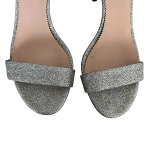 J. Crew D'orsay Sandals Silver Glitter Satin Bow Size 9M Chic Statement Heels thumbnail 7