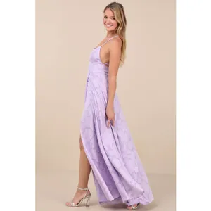 NWT Lulus Let There Be Romance Lavender Burnout Floral Maxi Dress Gala Size M thumbnail 9